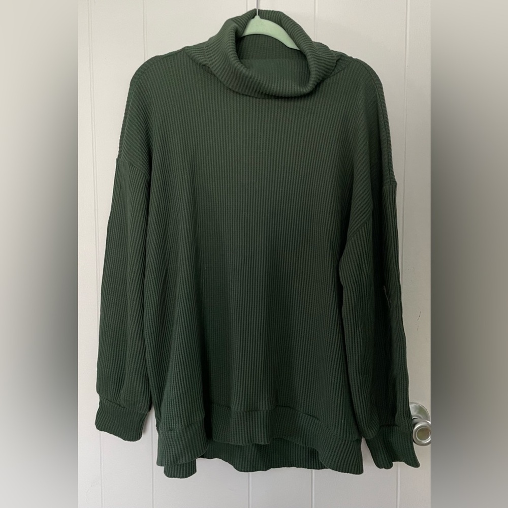 GAP Forest/Emerald Green Turtleneck Thermal Relaxed Fit Shirt Large Tall